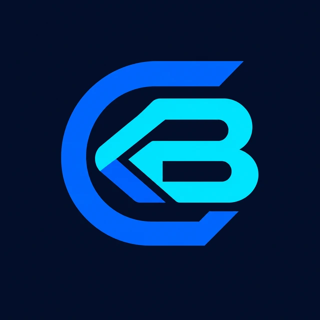 Interlocking blue and cyan CB emblem
